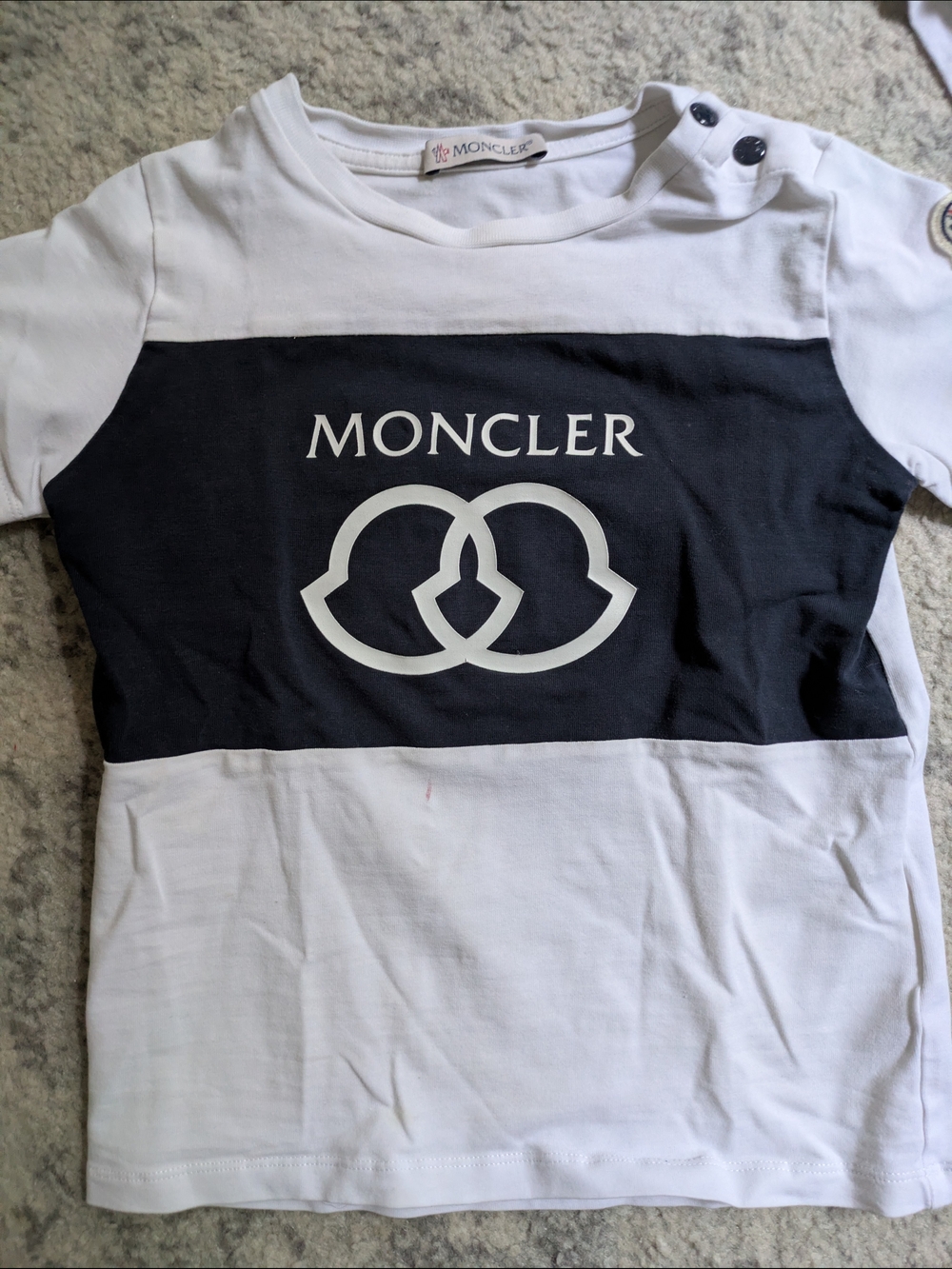 Moncler Kids White & Black Logo Colorblock Tee